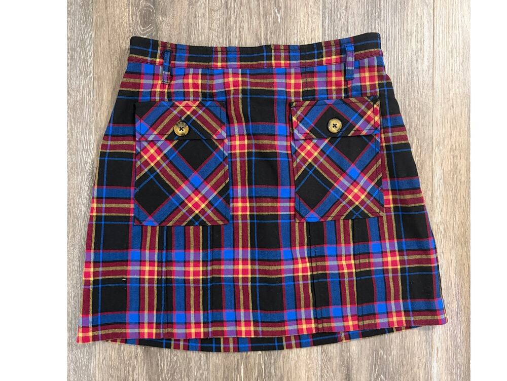 Free People Plaid Mini Skirt Size 2 Cargo Pocket Tartan Grunge